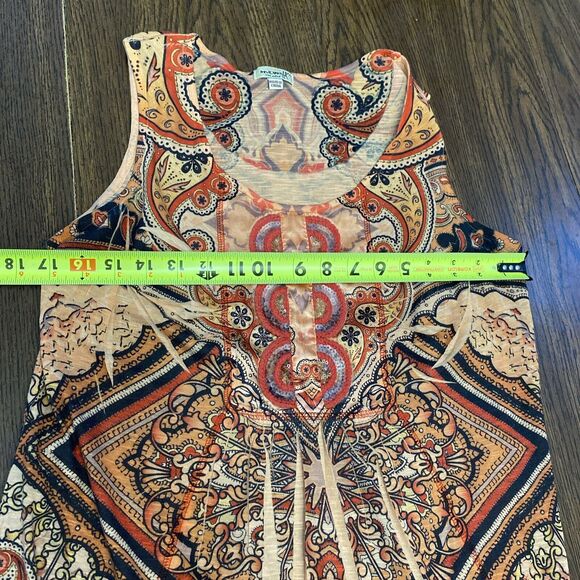 Oneworld Blouse Women’s Size PXL Sleeveless Scoop Neck Sequins Hippie Boho - Picture 10 of 12